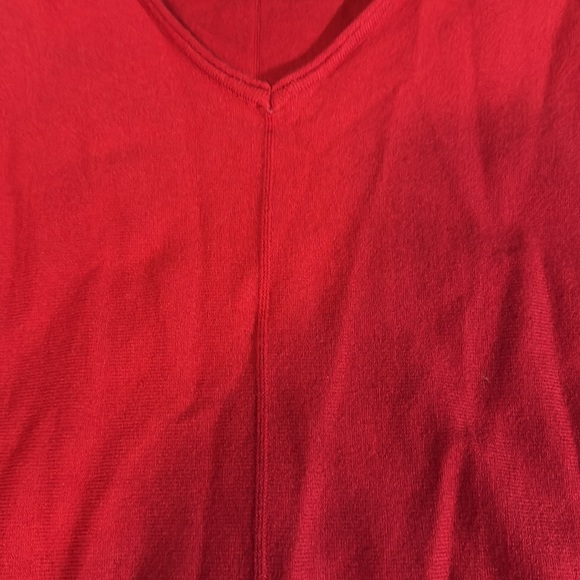 Red V-neck Sweater with Brown Buttons on Sleeves by Isela Size Large - Picture 2 of 6